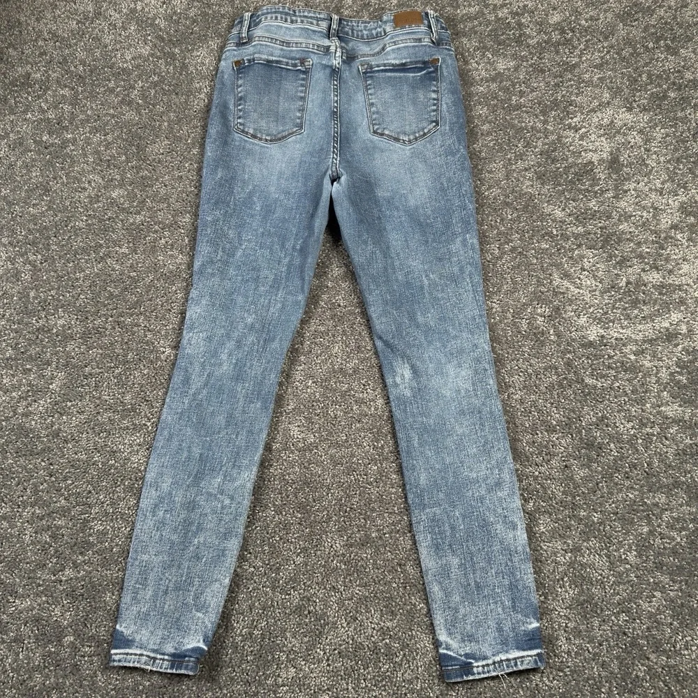 Judy Blue Skinny Fit Jeans Womens 9/29 Blue Distressed Stretch 28x27 Whiskering